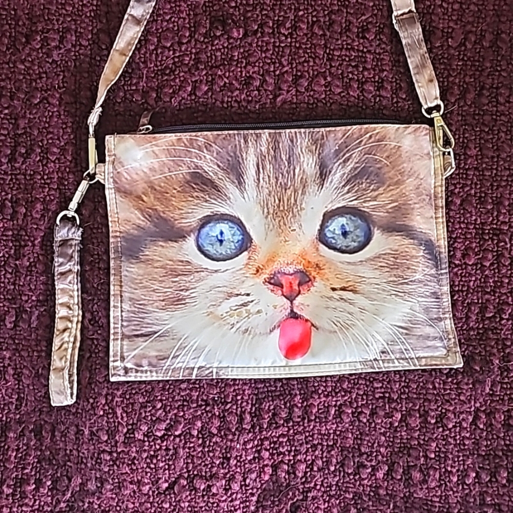 Kitty Cat soft clutch or crossbody bag. Cat lady statement piece. :)